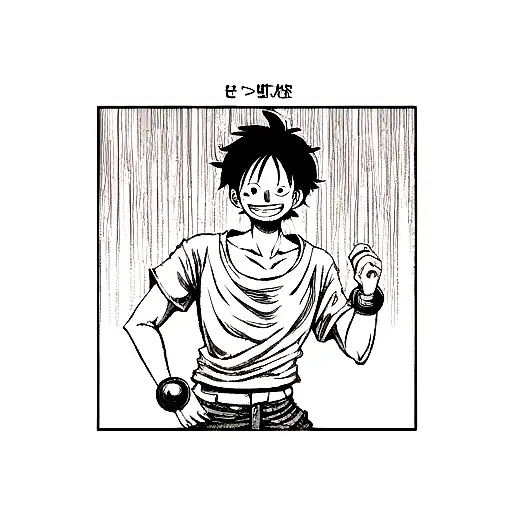 Luffy from One Piece with a 999 text  tattoo design idea