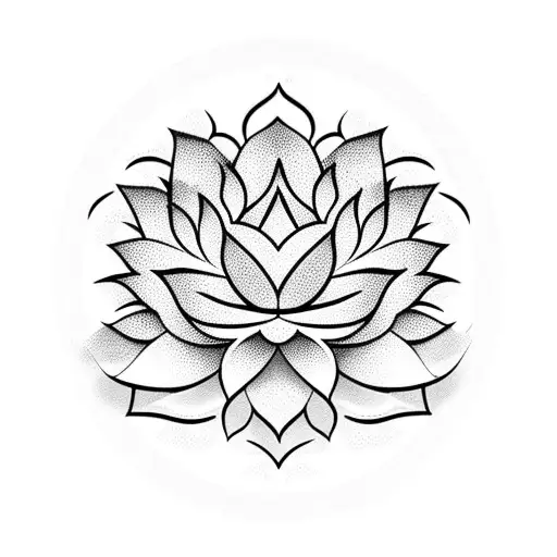 Lotus Flower with moon tattoo design idea