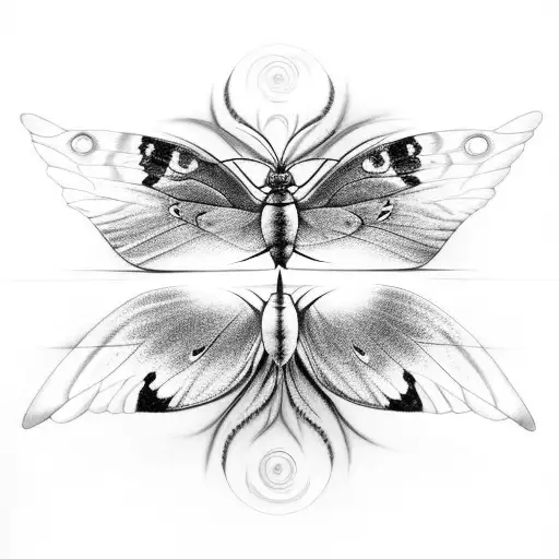 Butterfly and moth yin yang tattoo design idea