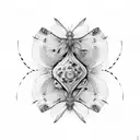 Butterfly moth yin yang warped reflection twist tattoo design idea