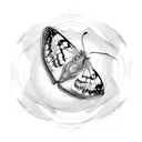 Butterfly moth yin yang warped reflection twist tattoo design idea