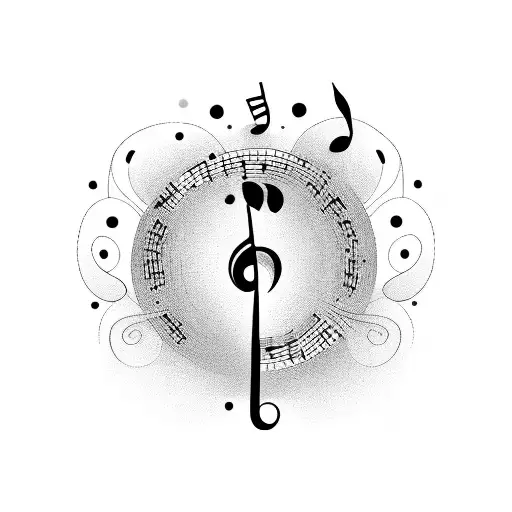 Music note with heart tattoo design idea