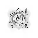Music note with heart tattoo design idea