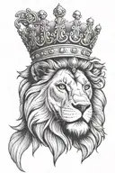 male lion face with princess crown   tattoo design idea