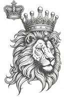 male lion face with princess crown   tattoo design idea
