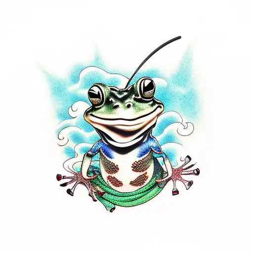 frog samurai smoke  tattoo design idea