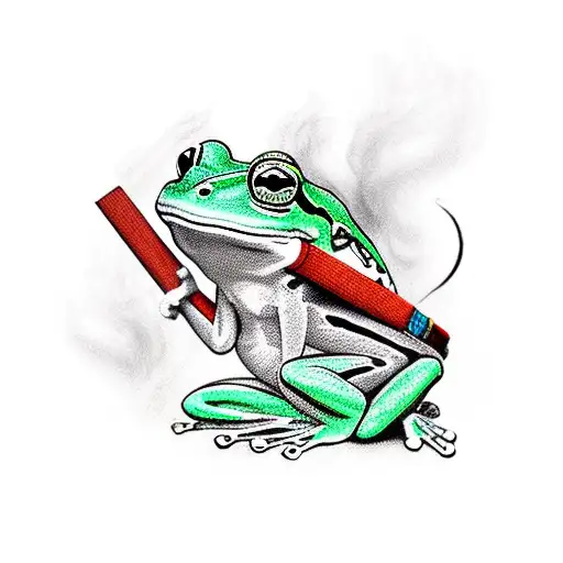 frog samurai smoke  tattoo design idea