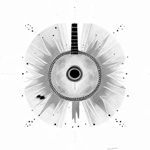 classical guitar with sound hole as an eye tattoo design idea