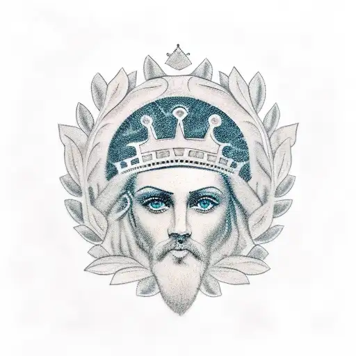 greek crown with leave with eye inside tattoo design idea