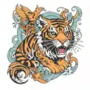 PHOENIX + TIGER CUB tattoo design idea