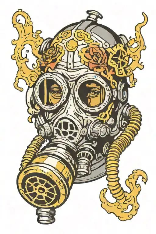 Gasmask, mask, a cracked gas mask tattoo design idea