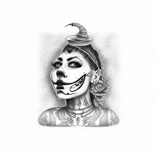 cholo Female clown  tattoo design idea