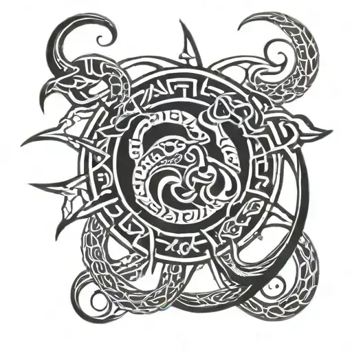 snake sun knot scorpions  tattoo design idea