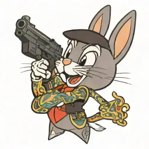 bugs bunny with glock 17   tattoo design idea