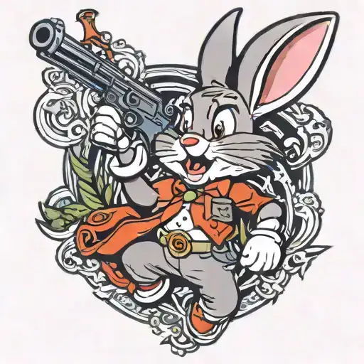 bugs bunny with gun tattoo design idea