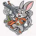 bugs bunny with gun tattoo design idea