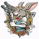 bugs bunny with gun tattoo design idea