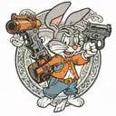 bugs bunny with gun tattoo design idea