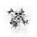 Combine rock and roll symbols with gore elements like splattered blood and bones for a unique tattoo concept tattoo design idea