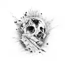 Combine rock and roll symbols with gore elements like splattered blood and bones for a unique tattoo concept tattoo design idea