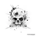 Combine rock and roll symbols with gore elements like splattered blood and bones for a unique tattoo concept tattoo design idea
