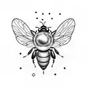 A flying honey bee that has the shape of a kidney bean tattoo design idea