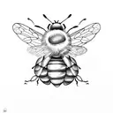 A flying honey bee that has the shape of a kidney bean tattoo design idea