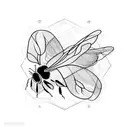 A flying honey bee that has the shape of a kidney bean tattoo design idea