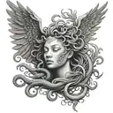 Medusa head tattoo holding, phoenix flying, Mandela, healing meaning  tattoo design idea
