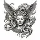 Medusa head tattoo holding, phoenix flying, Mandela, healing meaning  tattoo design idea