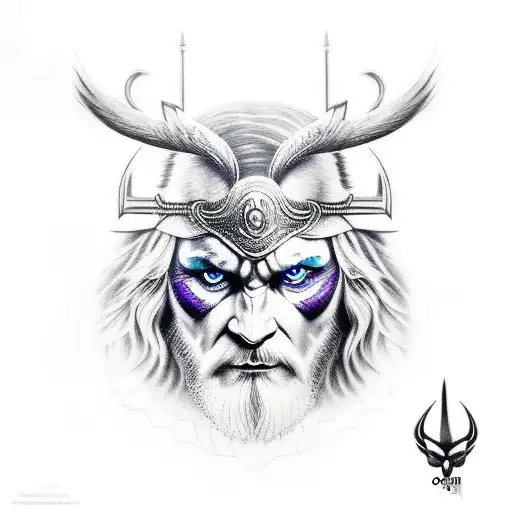 Odin with crow tattoo design idea