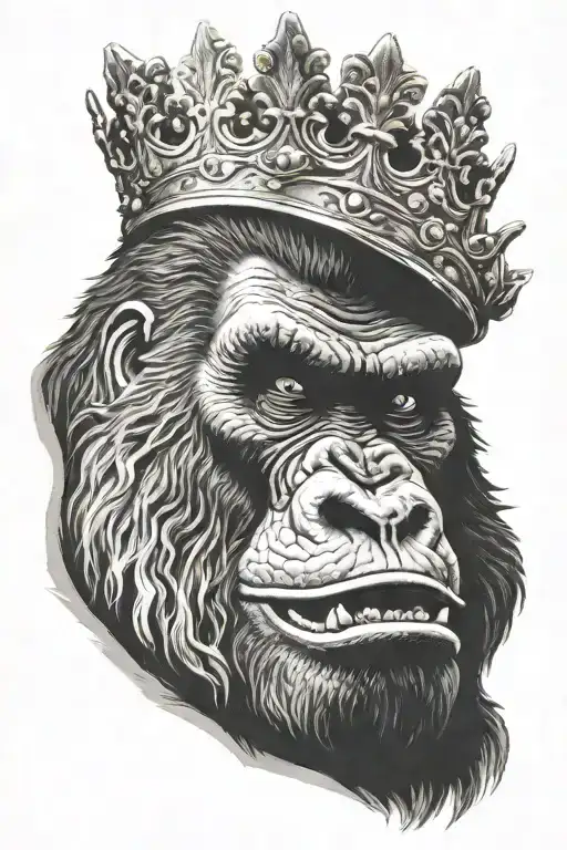 King Kong with a Crown tattoo design idea