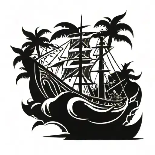 Caribbean ship tattoo design idea