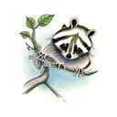 tree with frog raccoon possum chipmunk squirrel  tattoo design idea
