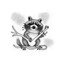 tree with frog raccoon possum chipmunk squirrel  tattoo design idea