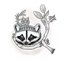 tree with frog raccoon possum chipmunk squirrel  tattoo design idea