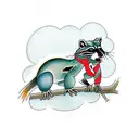 tree with frog raccoon possum chipmunk squirrel  tattoo design idea