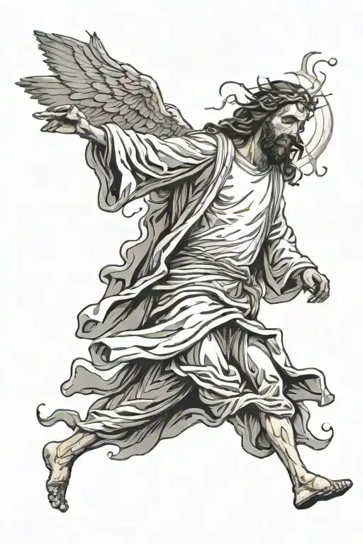 jesus walking tattoo design idea