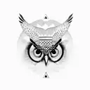 lady with owl also eye in triangle tattoo design idea