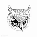lady with owl also eye in triangle tattoo design idea