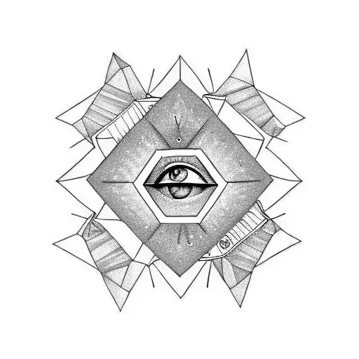 simple diamond with an eye in the middle  tattoo design idea