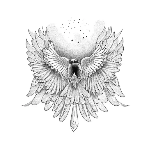 spread wings falcon with flowers tattoo design idea