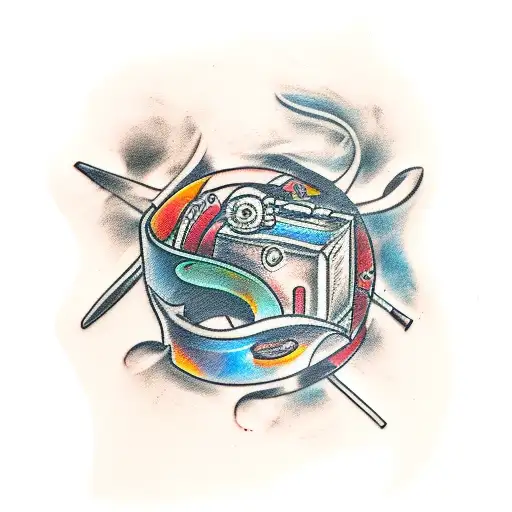 Abstract sketch of a leather smith's workbench tattoo design idea