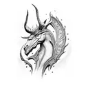 Dotwork portrayal of a mythical creature made entirely of leather tools tattoo design idea