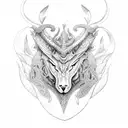 Dotwork portrayal of a mythical creature made entirely of leather tools tattoo design idea