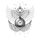 Hourglass with wings tattoo design idea