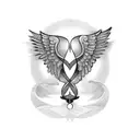 Hourglass with wings tattoo design idea
