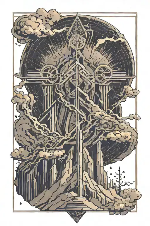 mount olympus wielding a lightning tattoo design idea