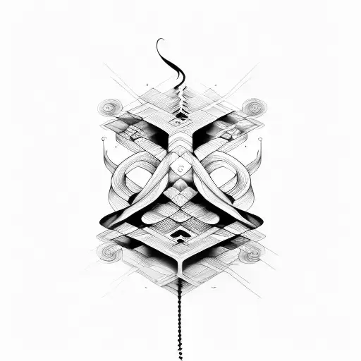 Abstract wavy lines symmetrical  tattoo design idea