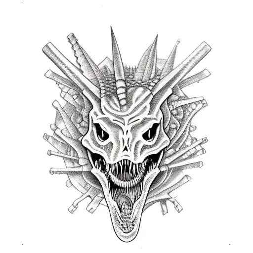 Abstract dinosaur skeleton  tattoo design idea
